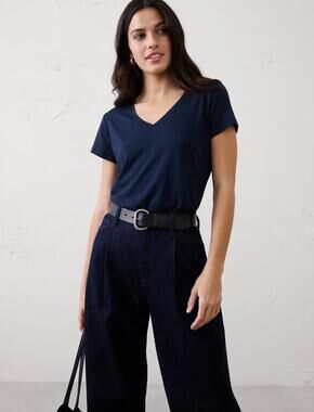 BANANA REPUBLIC Womens Timeless V-Neck T-Shirt Blue XL